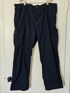 Carhartt Mens Scrub Pants 2XL Ripstop Bootcut 8 Pocket Cargo Navy Blue C54108